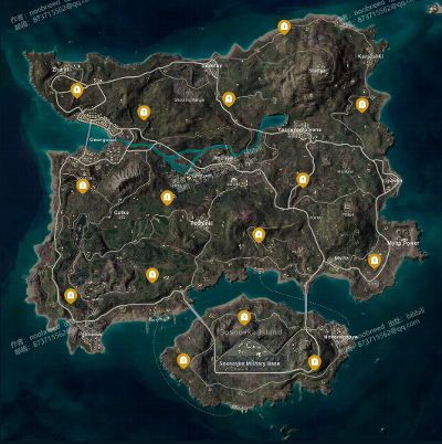 PUBG艾伦格地下密室载具滑翔机高清地图